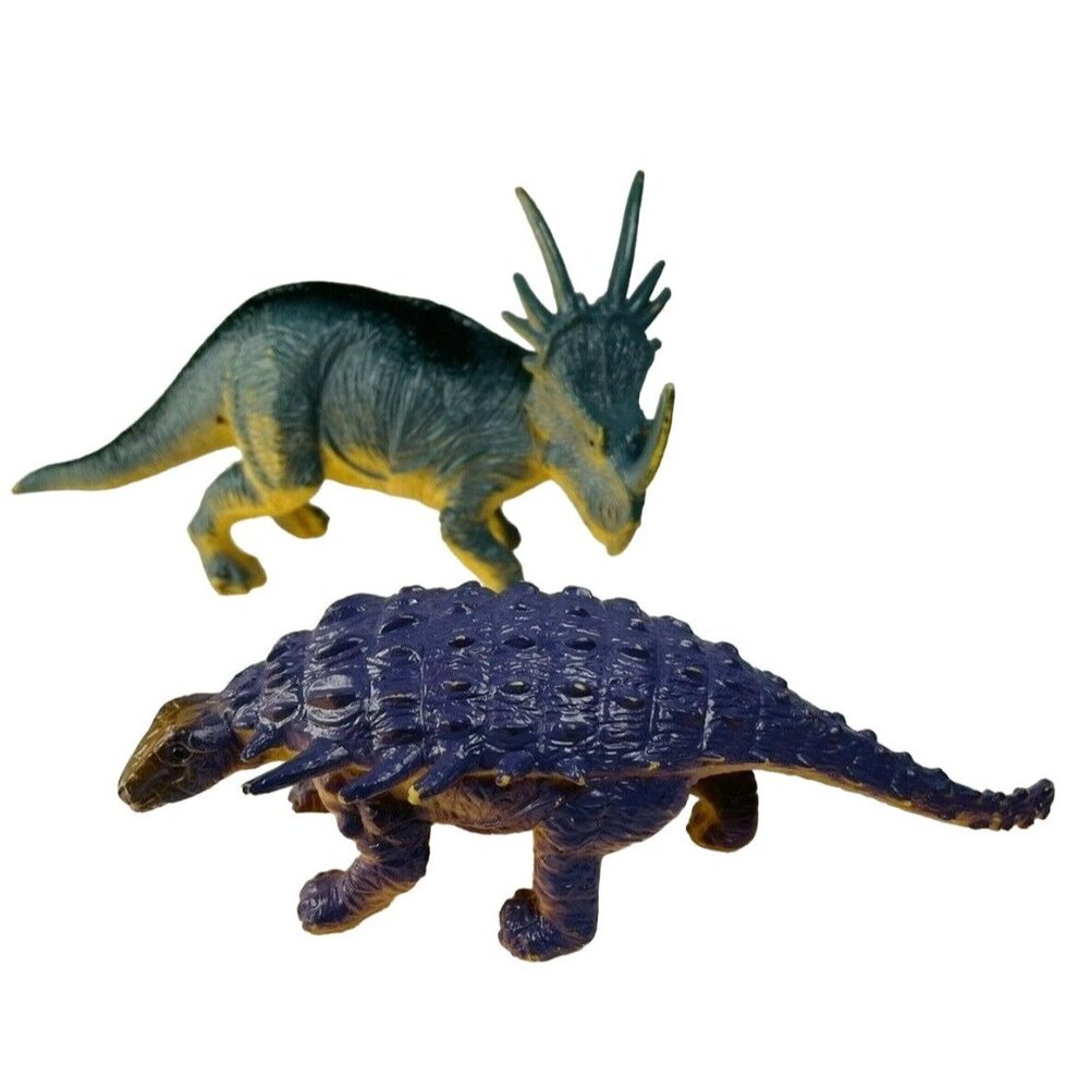 Ankylosaurus And Styracaceous Styracosaurus Dinosaur Figure Lot Of 2 Vintage Toy
